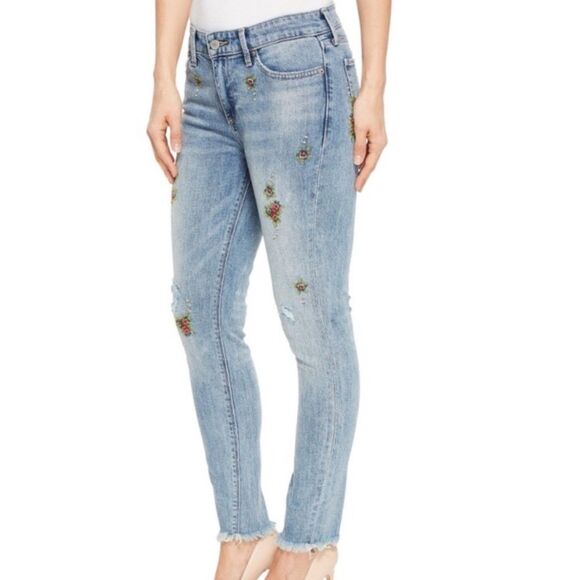 LUCKY BRAND Ava Crop Skinny Embroidered Floral Denim Jeans - Picture 2 of 8